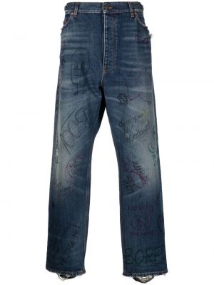 Straight jeans mit print Balenciaga blau