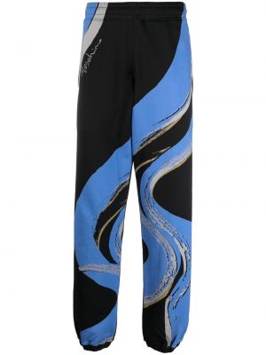 Памучни спортни панталони с принт Moschino черно