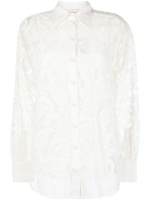 Lněné dlouhá košile s dlouhými rukávy Zimmermann - bílá