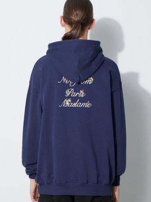 Pamučna hoodie s kapuljačom Drôle De Monsieur plava