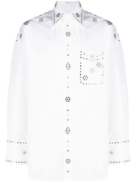Camicia di cotone con cristalli Bluemarble bianco