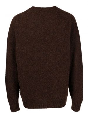 Dzianinowy sweter z okrągłym dekoltem Ymc brązowy