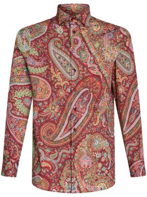 Bavlnená košeľa s potlačou s paisley vzorom Etro červená