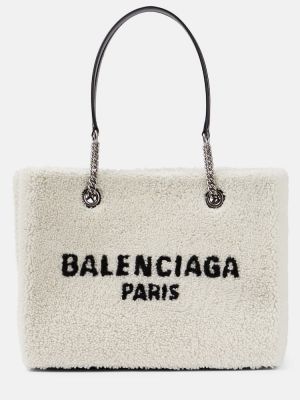 Кожени шопинг чанта Balenciaga бяло