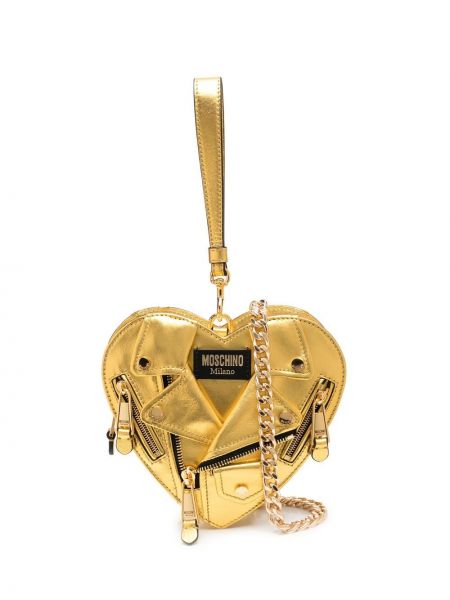Чанта тип „портмоне“ със сърца Moschino златисто
