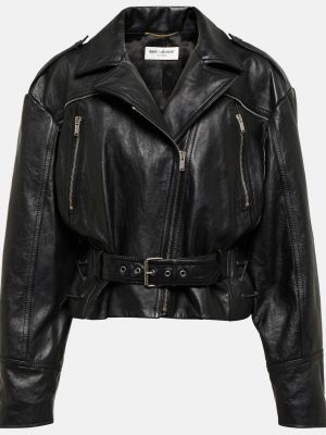 Черная кожаная куртка Saint Laurent