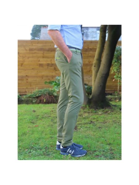 Pantalones chinos de raso slim fit de algodón Mason's verde