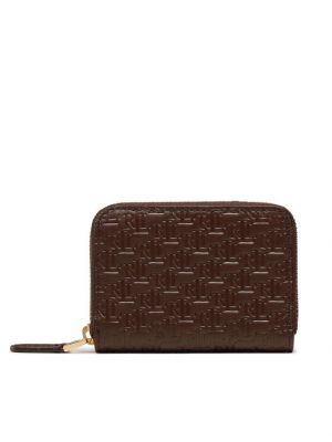 Peňaženka na zips Lauren Ralph Lauren hnedá