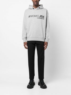 Kokvilnas kapučdžemperis ar apdruku Moncler Grenoble pelēks