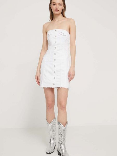 Uska mini haljina Tommy Jeans bijela