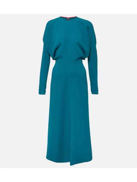 Midi obleka Victoria Beckham modra