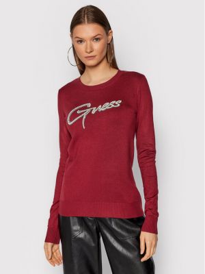 Пуловер Guess винено червено