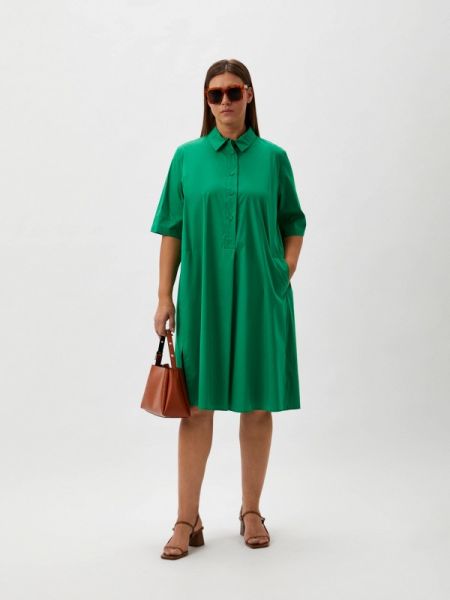 Платье-рубашка Persona By Marina Rinaldi зеленое