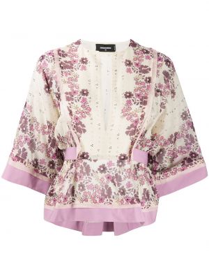 Bluza s cvetličnim vzorcem s potiskom Dsquared2 roza