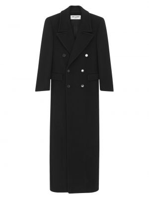 Шерстяное пальто оверсайз Saint Laurent черное