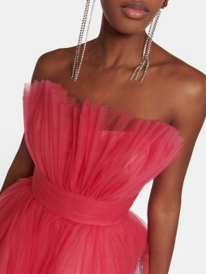 Sukienka długa tiulowa Monique Lhuillier różowa
