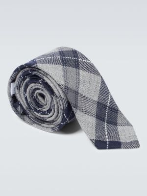 Cravată de lână în carouri Thom Browne gri