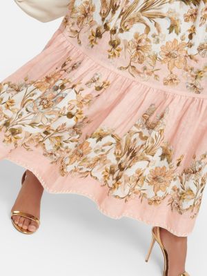 Falda larga de lino de flores Zimmermann