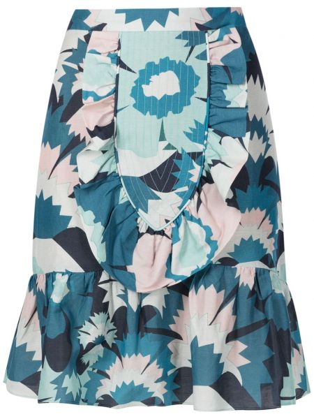 Suknja s cvjetnim printom s printom Adriana Degreas plava