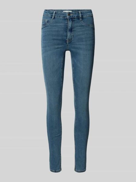 Jeansy skinny z wysoką talią w jednolitym kolorze Gina Tricot niebieskie