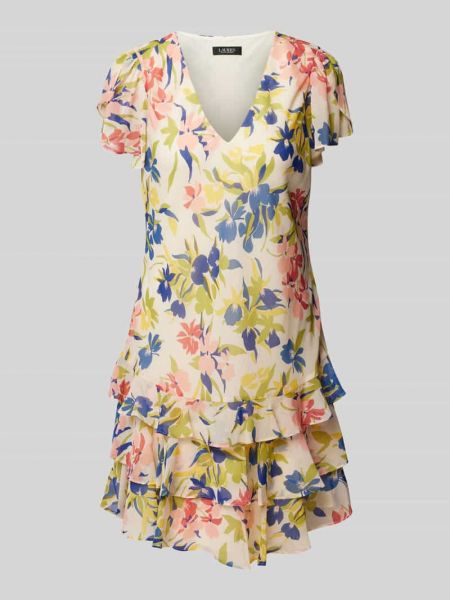 Sukienka midi z falbankami Lauren Ralph Lauren żółta
