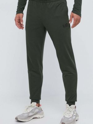 Spodnie sportowe bawełniane Ea7 Emporio Armani zielone