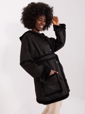 Téli kabát zsebes Fashionhunters fekete