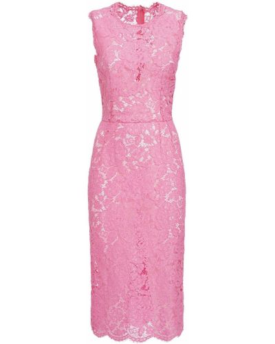 Čipkované midi šaty bez rukávov Dolce & Gabbana ružová