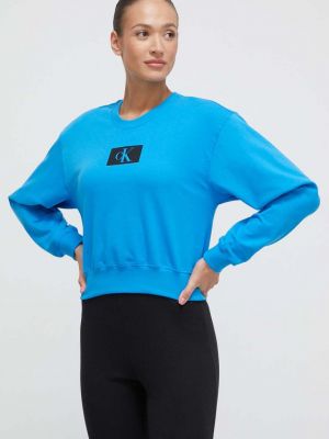 Памучна пижама Calvin Klein Underwear синьо