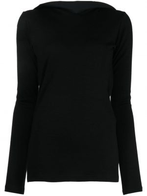 Volneni pulover s kapuco Yohji Yamamoto črna