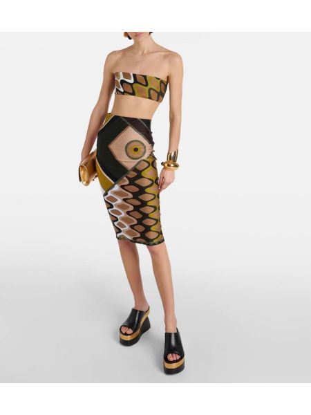 Midi φούστα με σχέδιο Pucci χακί