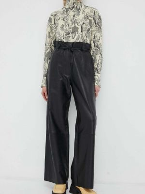 Kožené kalhoty s vysokým pasem Day Birger Et Mikkelsen černé