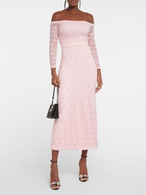 Μίντι φόρεμα με δαντέλα Giambattista Valli ροζ