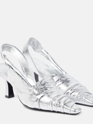 Pantofi cu toc din piele Khaite argintiu