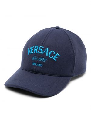 Cappello con visiera ricamato Versace blu