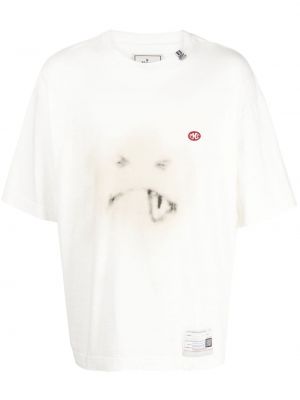 Pamut póló nyomtatás Maison Mihara Yasuhiro fehér