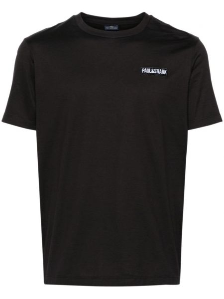 Kokvilnas t-krekls ar apdruku Paul & Shark melns