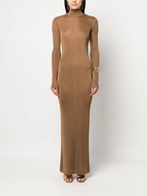 Sukienka długa Saint Laurent brązowa