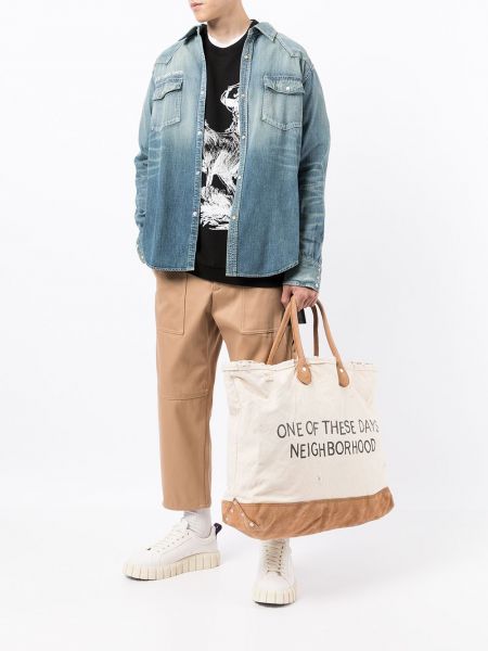 Shopper handtasche mit print Neighborhood braun