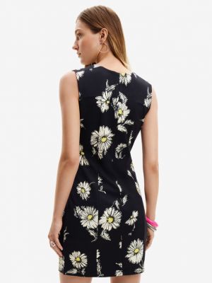 Sukienka mini w kwiatki Desigual czarna