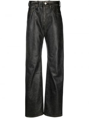Kožené rovné kalhoty Heron Preston černé