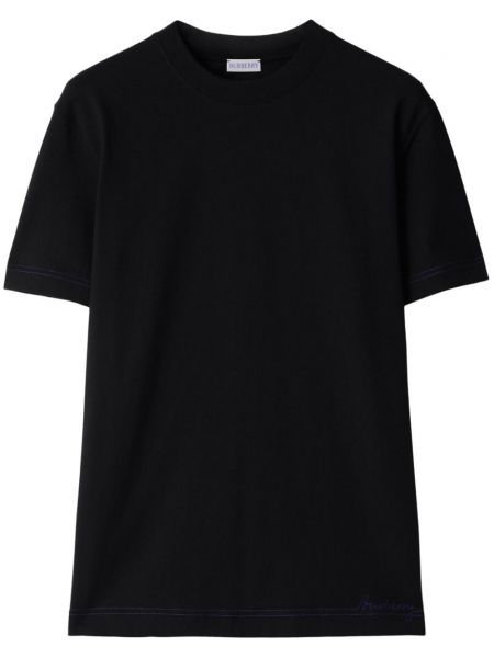 Памучна тениска бродирана Burberry черно
