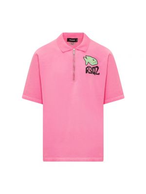 Poloshirt mit reißverschluss mit kurzen ärmeln Dsquared2 pink