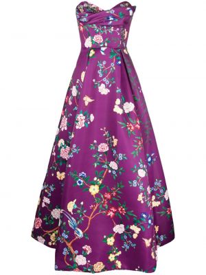 Kvetinové večerné šaty Marchesa Notte fialová