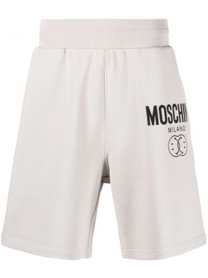 Pantaloncini sportivi con stampa Moschino grigio