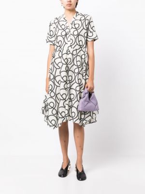 Plisované midi šaty s potiskem s abstraktním vzorem Jnby
