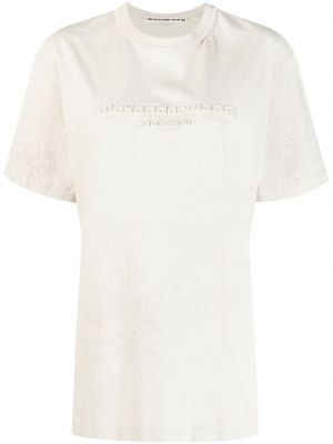 Bavlněné tričko s potiskem s krátkými rukávy Alexander Wang - šedá