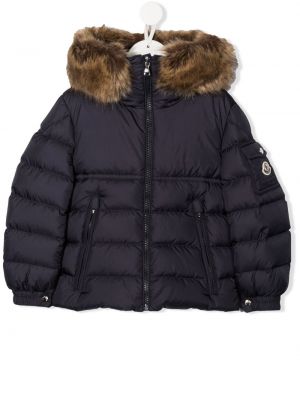 Jacka med huva för tjejer Moncler Enfant blå