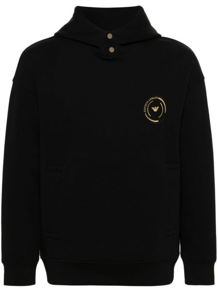 Pamučna hoodie s kapuljačom Emporio Armani crna