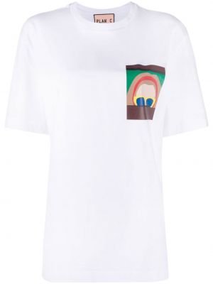 T-shirt à imprimé Plan C blanc